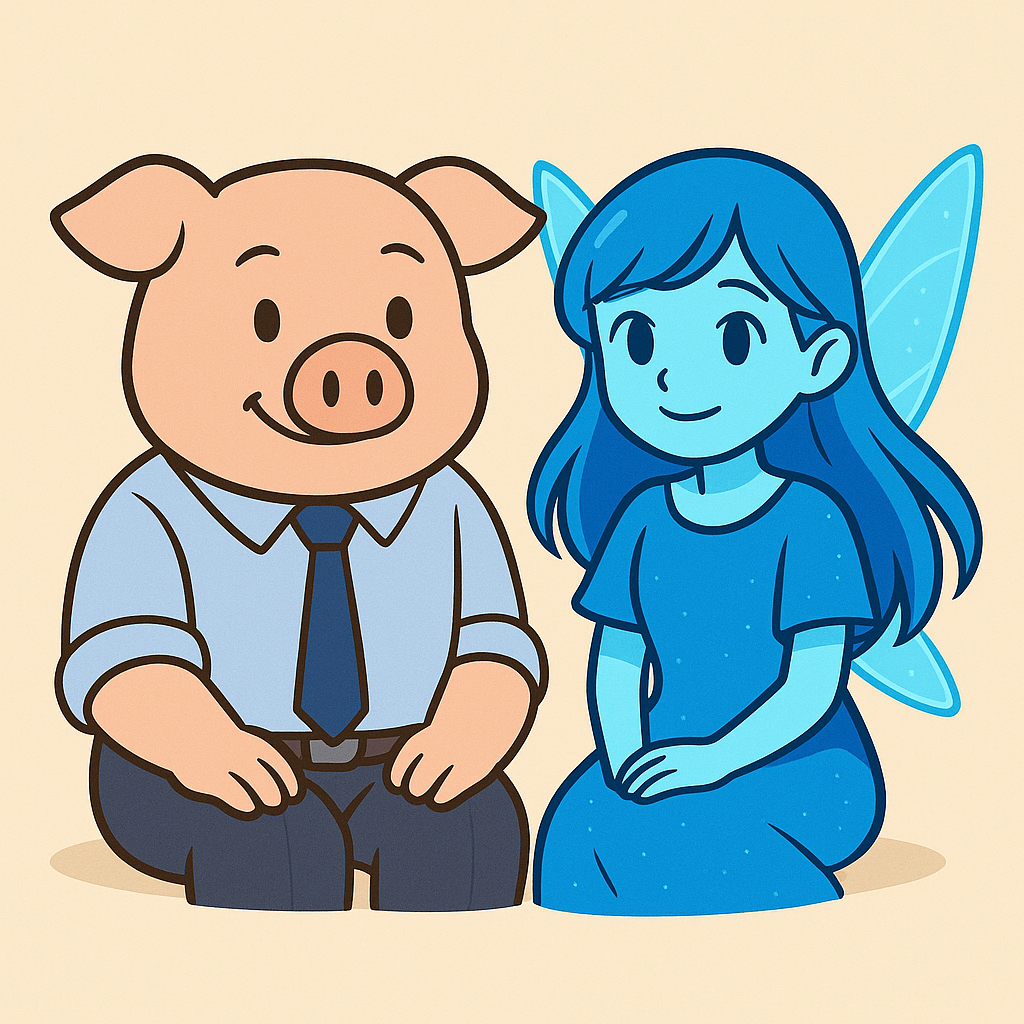 名ブタとアリネのイラスト